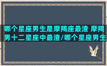 哪个星座男生是摩羯座最渣 摩羯男十二星座中最渣/哪个星座男生是摩羯座最渣 摩羯男十二星座中最渣-我的网站